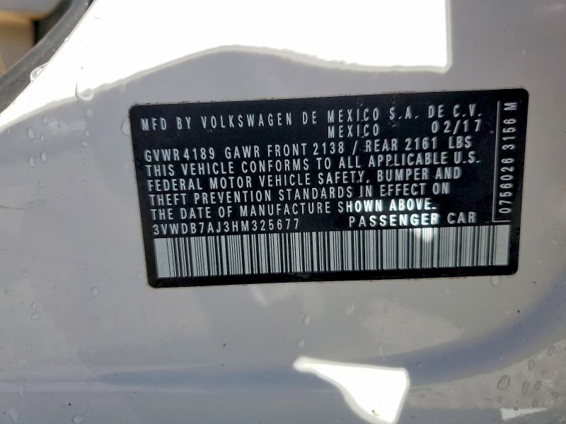Aukcja sprzedaży 2017 Volkswagen Jetta, vin: 3VWDB7AJ3HM325677, numer aukcji: 46100236