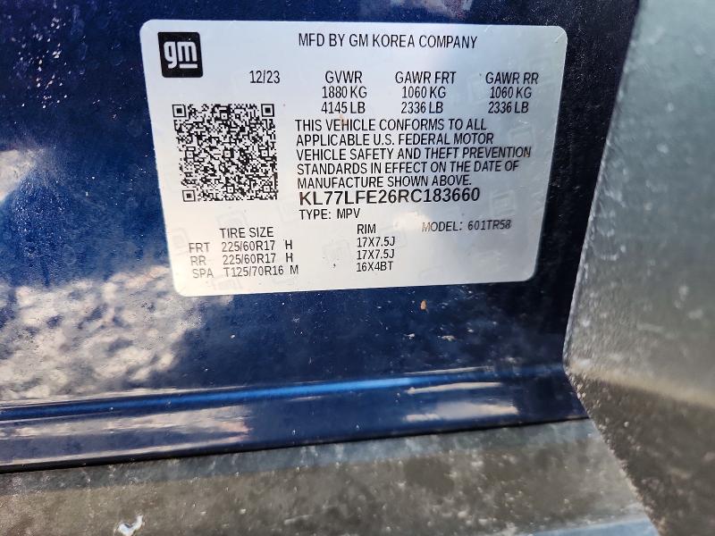 Продажа на аукционе авто 2024 Chevrolet Trax, vin: KL77LFE26RC183660, номер лота: 46017886