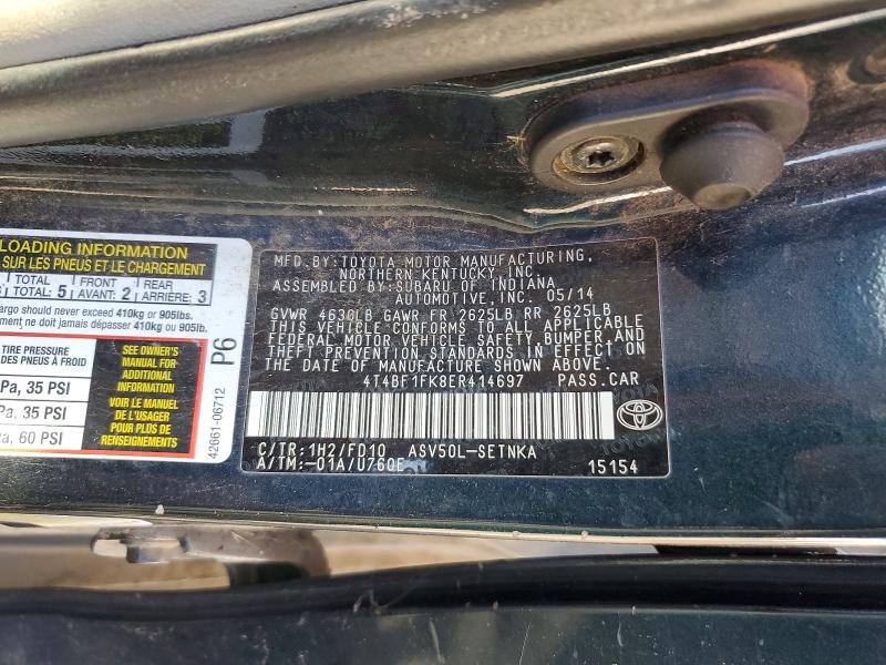 47177216 :رقم المزاد ، 4T4BF1FK8ER414697 vin ، 2014 Toyota Camry مزاد بيع