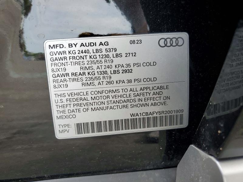 46121156 :رقم المزاد ، WA1CBAFY5R2001909 vin ، 2024 Audi Q5 مزاد بيع