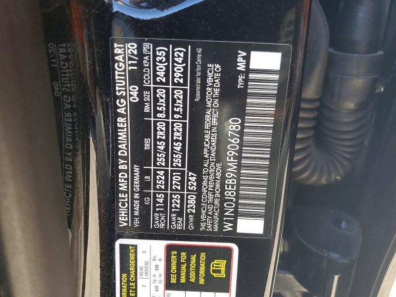 Aukcja sprzedaży 2021 Mercedes-benz Glc Coupe, vin: W1N0J8EB9MF906780, numer aukcji: 41672996