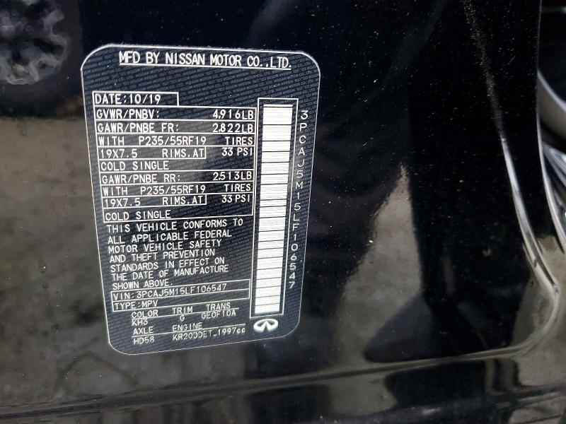 Aukcja sprzedaży 2020 Infiniti Qx50, vin: 3PCAJ5M15LF106547, numer aukcji: 79017565