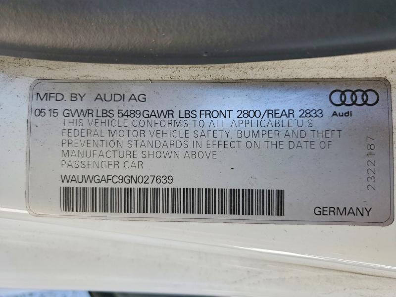 Aukcja sprzedaży 2016 Audi A7, vin: WAUWGAFC9GN027639, numer aukcji: 47637596