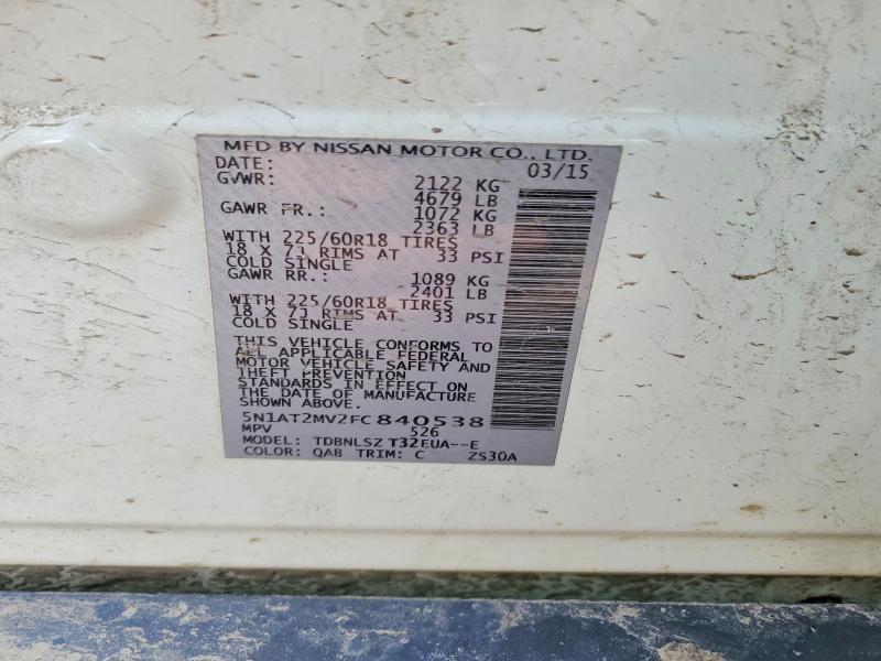 Продажа на аукционе авто 2015 Nissan Rogue, vin: 5N1AT2MV2FC840538, номер лота: 46995056