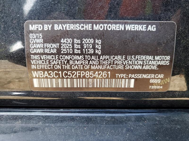 2015 Bmw 328 მანქანა იყიდება აუქციონზე, vin: WBA3C1C52FP854261, აუქციონის ნომერი: 46661606