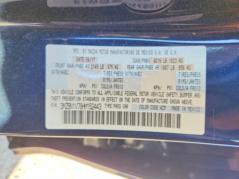 Aukcja sprzedaży 2017 Mazda 3, vin: 3MZBN1V78HM152443, numer aukcji: 47995456