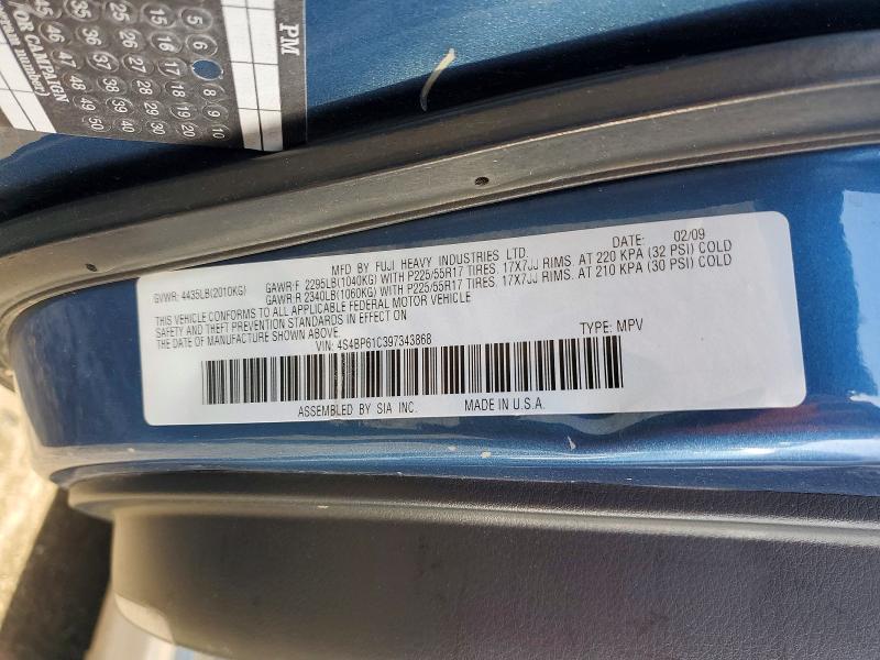 Aukcja sprzedaży 2009 Subaru Outback, vin: 4S4BP61C397343868, numer aukcji: 45978436