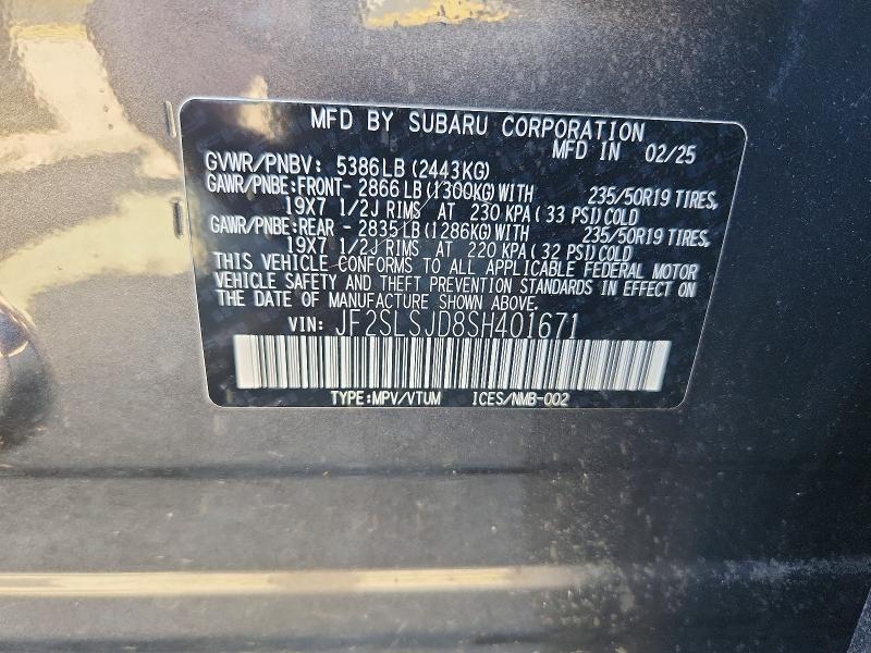 Продажа на аукционе авто 2025 Subaru Forester, vin: JF2SLSJD8SH401671, номер лота: 42039376