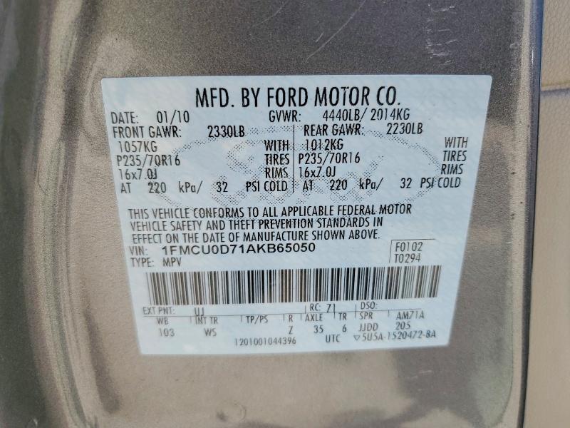 Aukcja sprzedaży 2010 Ford Escape, vin: 1FMCU0D71AKB65050, numer aukcji: 47974526