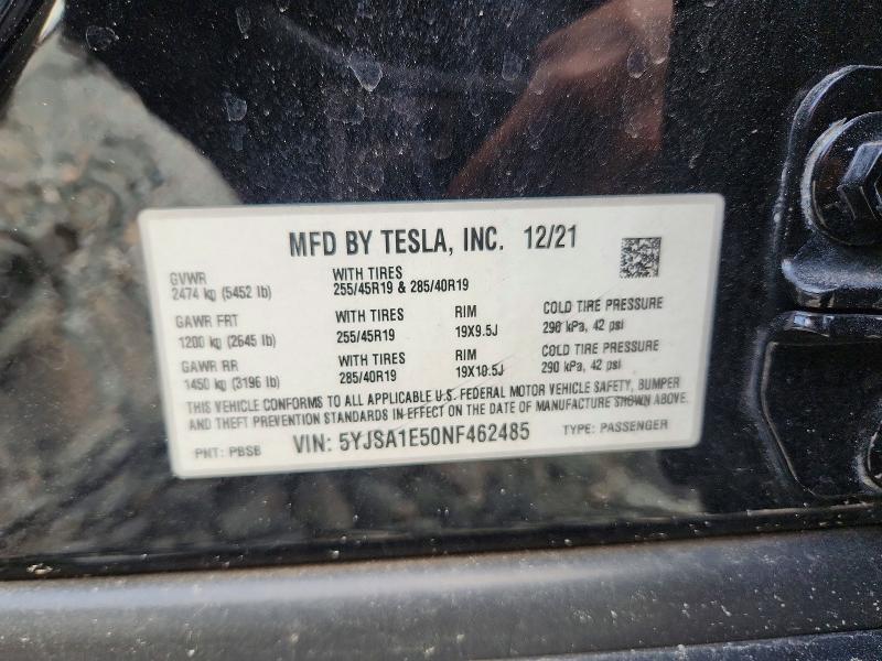 Продажа на аукционе авто 2022 Tesla Model S, vin: 5YJSA1E50NF462485, номер лота: 79627605