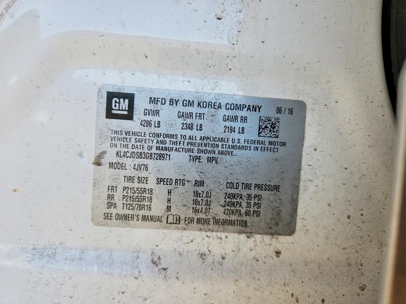 79395135 :رقم المزاد ، KL4CJDSB3GB728971 vin ، 2016 Buick Encore مزاد بيع