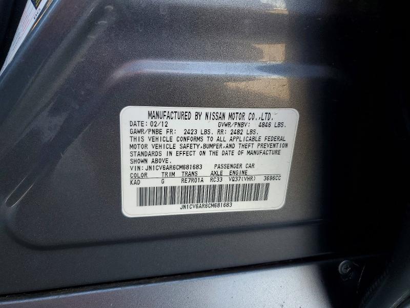 Продаж на аукціоні авто 2012 Infiniti G37 Sedan, vin: JN1CV6AR6CM681683, номер лоту: 47100306