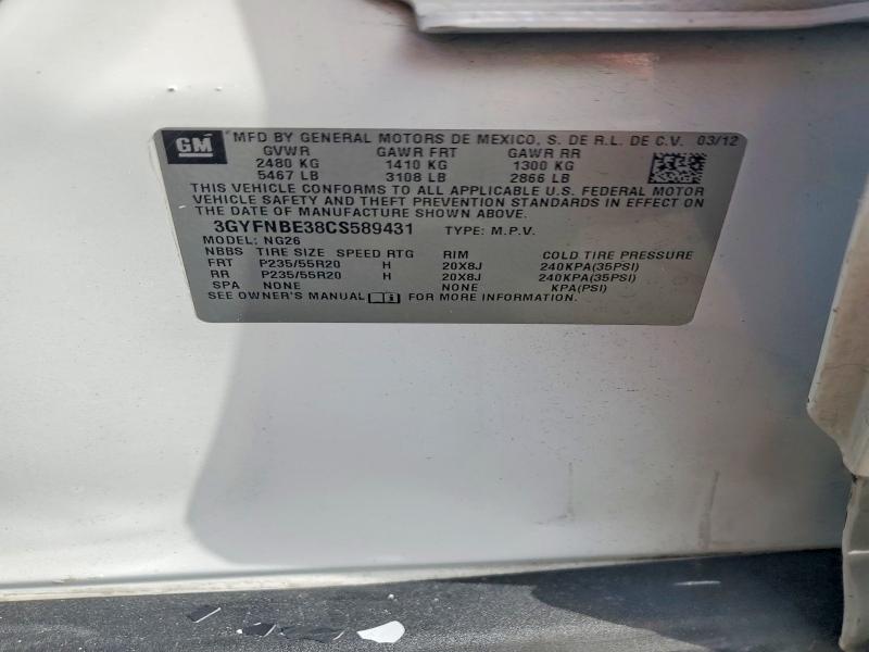 Продажа на аукционе авто 2012 Cadillac Srx, vin: 3GYFNBE38CS589431, номер лота: 79970595