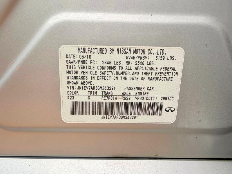 Aukcja sprzedaży 2016 Infiniti Q50, vin: JN1EV7AR3GM343291, numer aukcji: 48022546