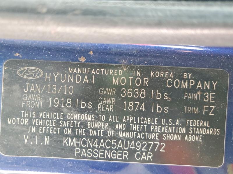 Aukcja sprzedaży 2010 Hyundai Accent, vin: KMHCN4AC5AU492772, numer aukcji: 48351036