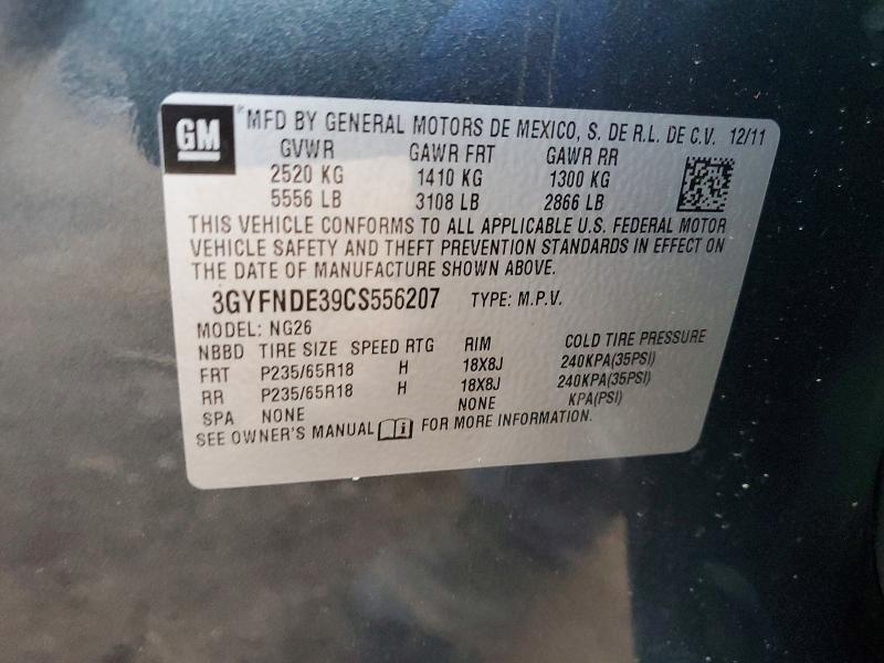 Aukcja sprzedaży 2012 Cadillac Srx, vin: 3GYFNDE39CS556207, numer aukcji: 46102656