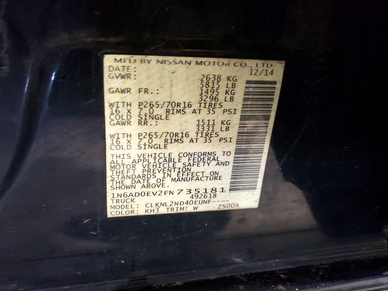 41904346 :رقم المزاد ، 1N6AD0EV2FN735181 vin ، 2015 Nissan Frontier مزاد بيع