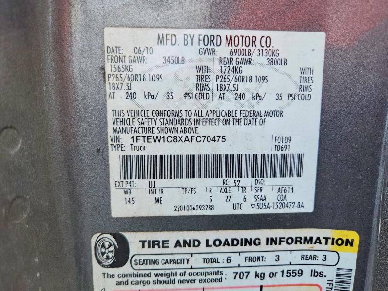 Aukcja sprzedaży 2010 Ford F150, vin: 1FTEW1C8XAFC70475, numer aukcji: 79901915