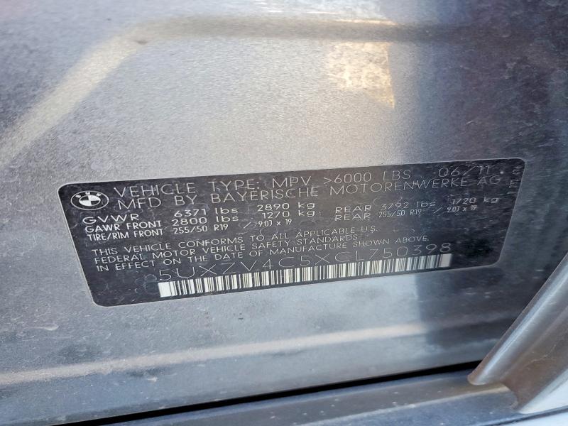 47573856 :رقم المزاد ، 5UXZV4C5XCL750398 vin ، 2012 Bmw X5 مزاد بيع