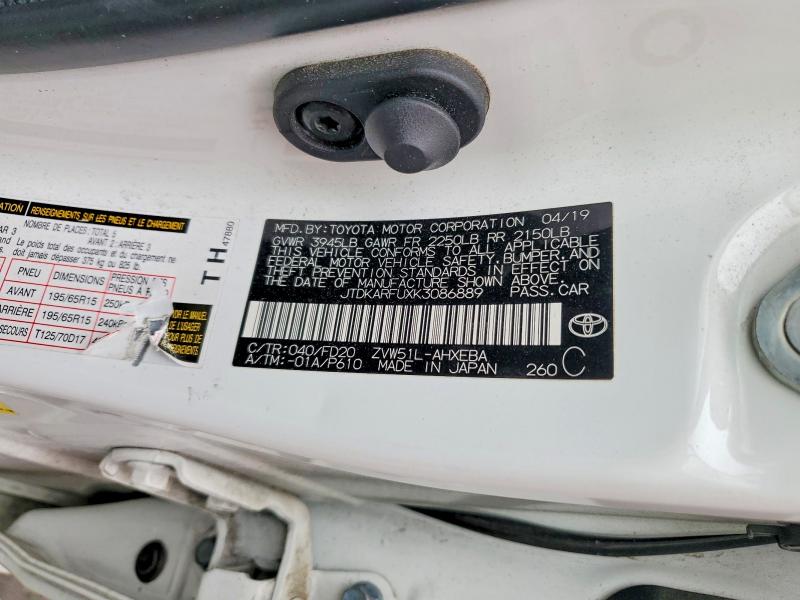 48435196 :رقم المزاد ، JTDKARFUXK3086889 vin ، 2019 Toyota Prius مزاد بيع