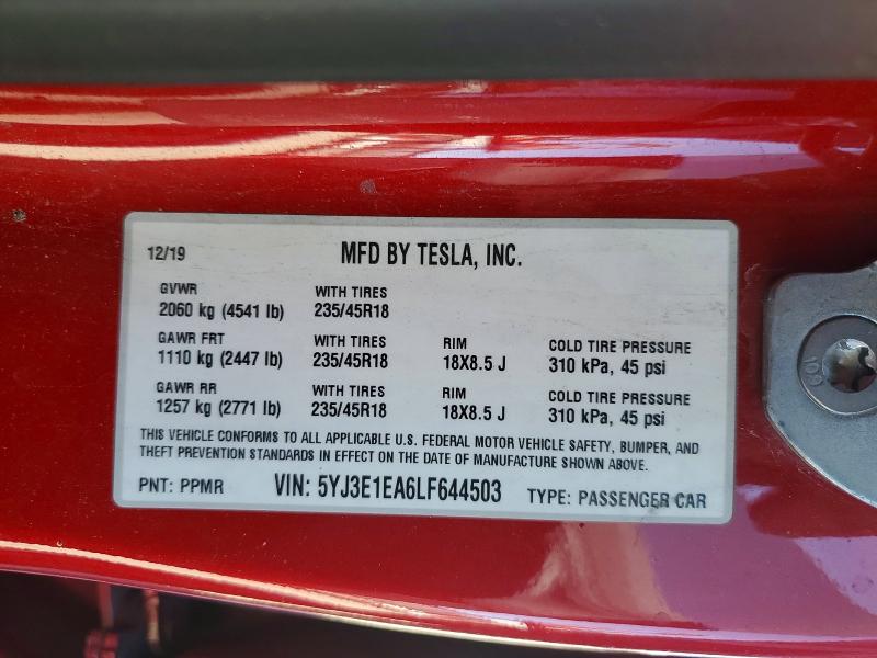 Aukcja sprzedaży 2020 Tesla Model 3, vin: 5YJ3E1EA6LF644503, numer aukcji: 46400466