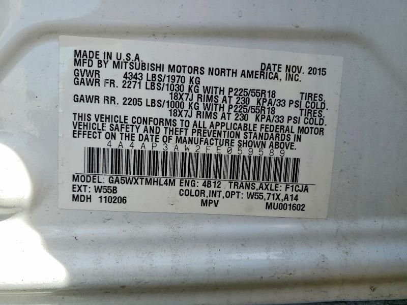 Aukcja sprzedaży 2015 Mitsubishi Outlander Sport, vin: 4A4AP3AW2FE059589, numer aukcji: 46245256