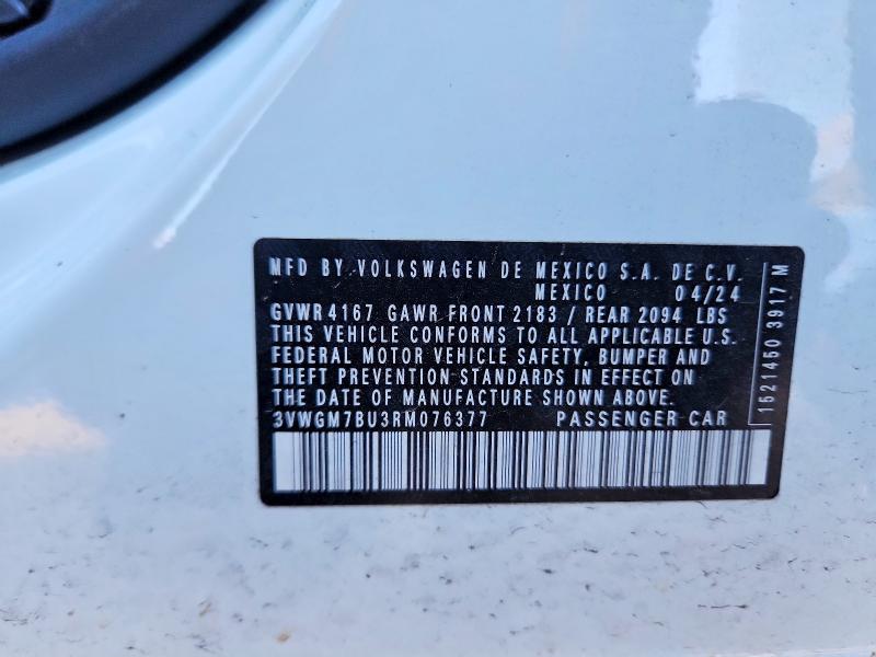 Продажа на аукционе авто 2024 Volkswagen Jetta, vin: 3VWGM7BU3RM076377, номер лота: 45619756
