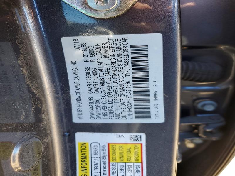 Aukcja sprzedaży 2018 Honda Accord, vin: 1HGCV1F37JA210856, numer aukcji: 46031746