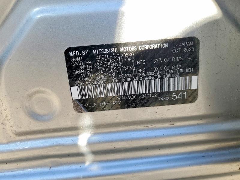 Продаж на аукціоні авто 2020 Mitsubishi Outlander, vin: JA4AD2A30LZ047102, номер лоту: 45697036