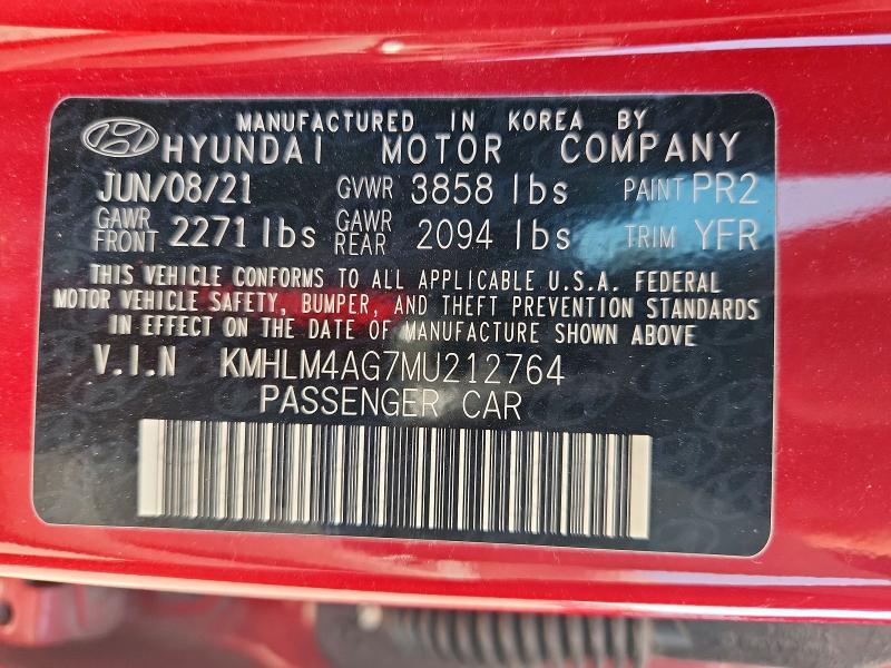 Продажа на аукционе авто 2021 Hyundai Elantra, vin: KMHLM4AG7MU212764, номер лота: 47323826
