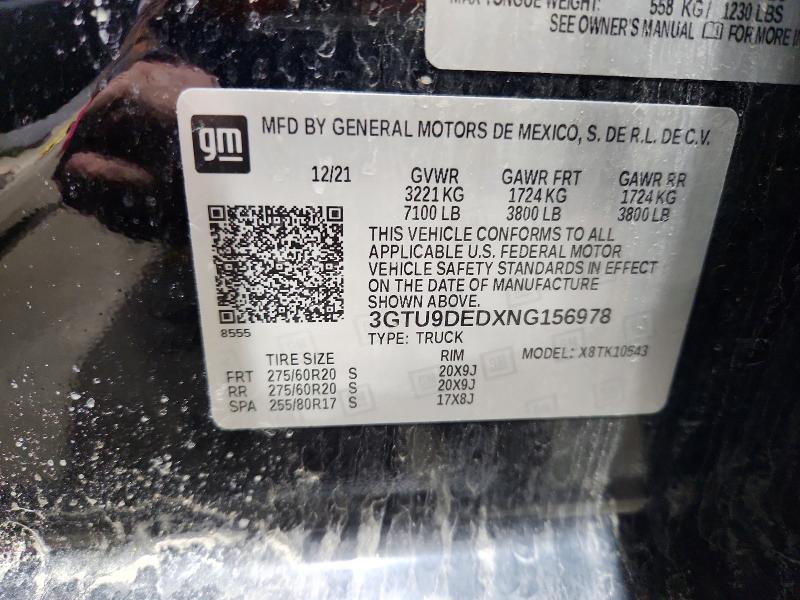 Продажа на аукционе авто 2022 Gmc C1500, vin: 3GTU9DEDXNG156978, номер лота: 45854506