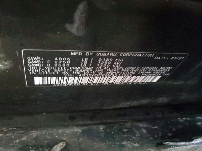 2021 Subaru Legacy მანქანა იყიდება აუქციონზე, vin: 4S3BWGP65M3011509, აუქციონის ნომერი: 41980506