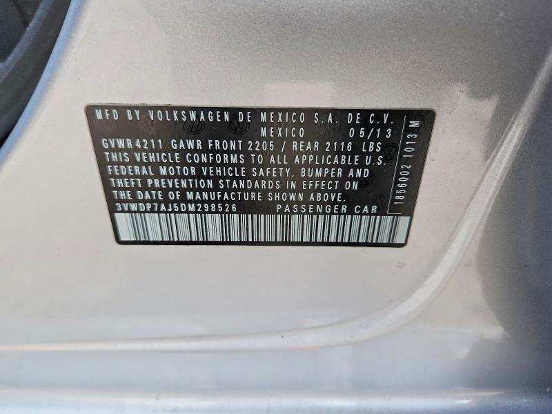 Aukcja sprzedaży 2013 Volkswagen Jetta, vin: 3VWDP7AJ5DM298526, numer aukcji: 45640476