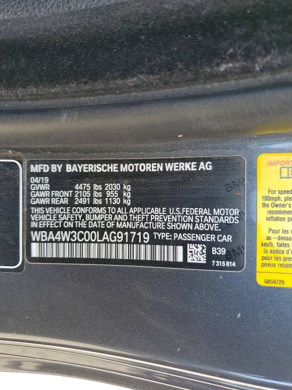 Продаж на аукціоні авто 2020 Bmw 430i, vin: WBA4W3C00LAG91719, номер лоту: 79365265
