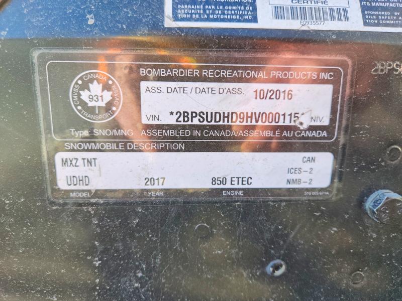 41796956 :رقم المزاد ، 2BPSUDHD9HV000115 vin ، 2017 Other Mxz مزاد بيع