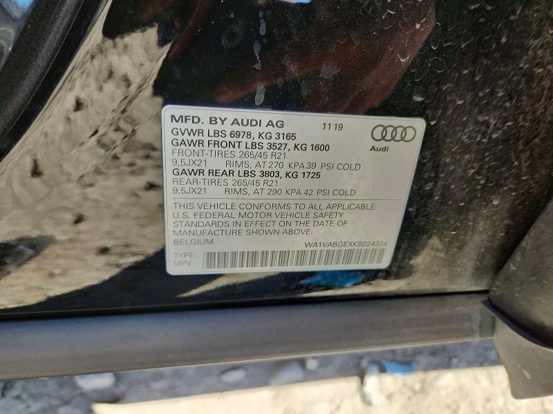 Продажа на аукционе авто 2019 Audi E-tron, vin: WA1VABGEXKB024324, номер лота: 46396736