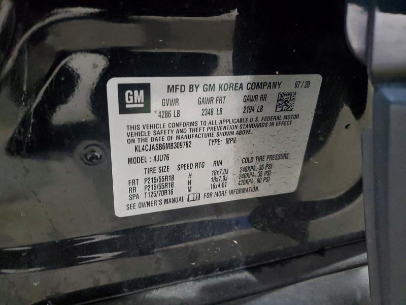 2021 Buick Encore მანქანა იყიდება აუქციონზე, vin: KL4CJASB6MB309782, აუქციონის ნომერი: 47504036