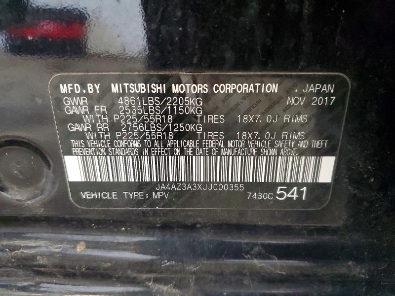 Продажа на аукционе авто 2018 Mitsubishi Outlander, vin: JA4AZ3A3XJJ000355, номер лота: 79535185