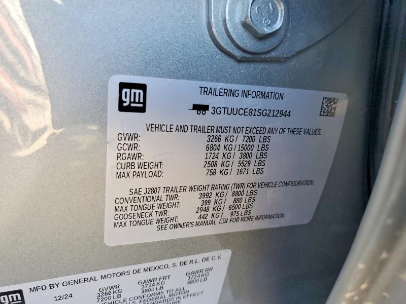 Продажа на аукционе авто 2025 Gmc Sierra, vin: 3GTUUCE81SG212944, номер лота: 47068896