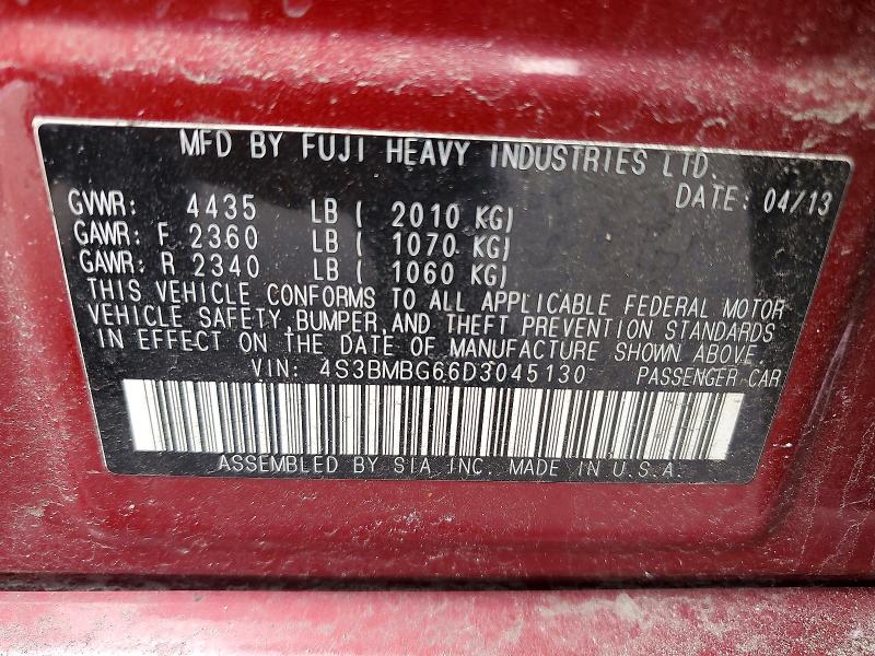 Aukcja sprzedaży 2013 Subaru Legacy, vin: 4S3BMBG66D3045130, numer aukcji: 47886216
