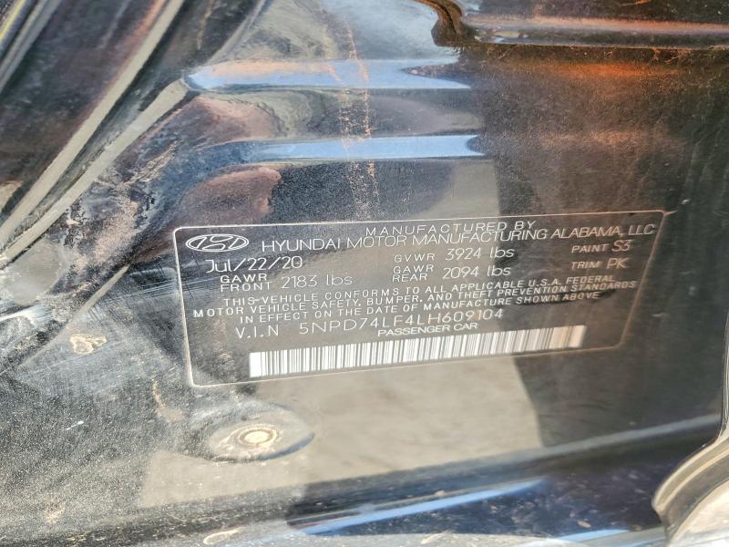 2020 Hyundai Elantra მანქანა იყიდება აუქციონზე, vin: 5NPD74LF4LH609104, აუქციონის ნომერი: 42034326