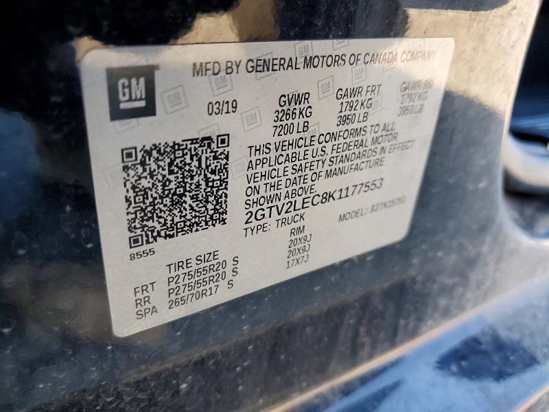 41586876 :رقم المزاد ، 2GTV2LEC8K1177553 vin ، 2019 Gmc Sierra Limited مزاد بيع