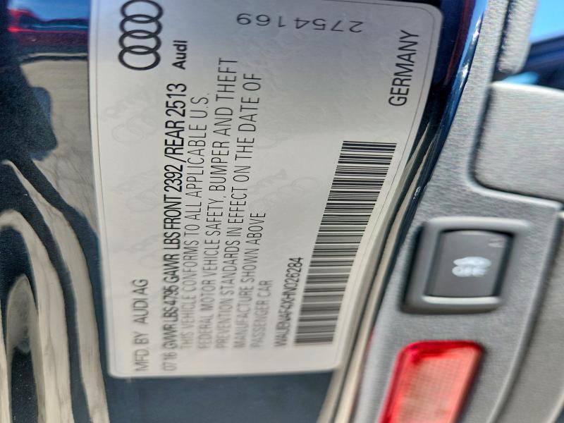 2017 Audi A4 მანქანა იყიდება აუქციონზე, vin: WAUENAF4XHN026284, აუქციონის ნომერი: 46268946