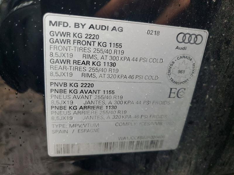 46362766 :رقم المزاد ، WA1JCCFS6JR026406 vin ، 2018 Audi Q3 مزاد بيع
