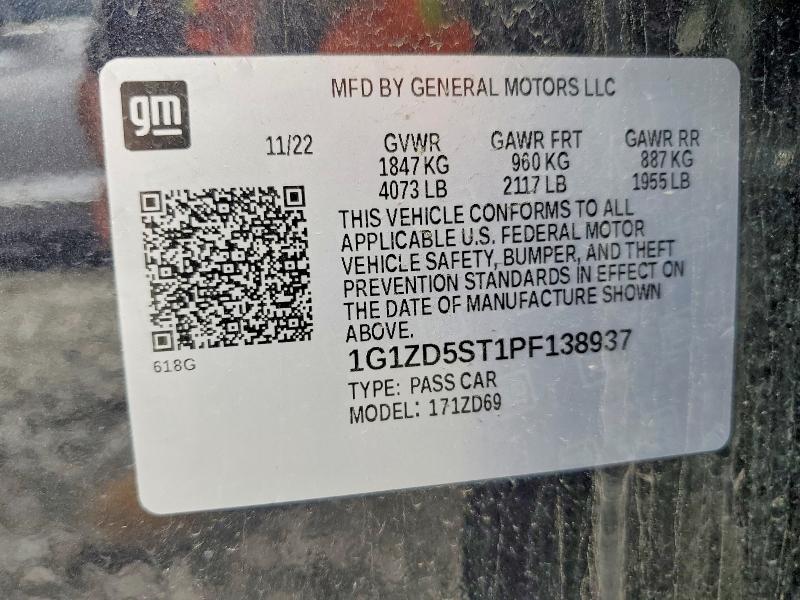 Aukcja sprzedaży 2023 Chevrolet Malibu, vin: 1G1ZD5ST1PF138937, numer aukcji: 45549716