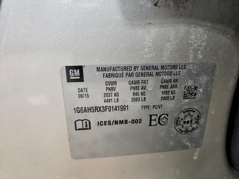 45736796 :رقم المزاد ، 1G6AH5RX3F0141991 vin ، 2015 Cadillac Ats مزاد بيع