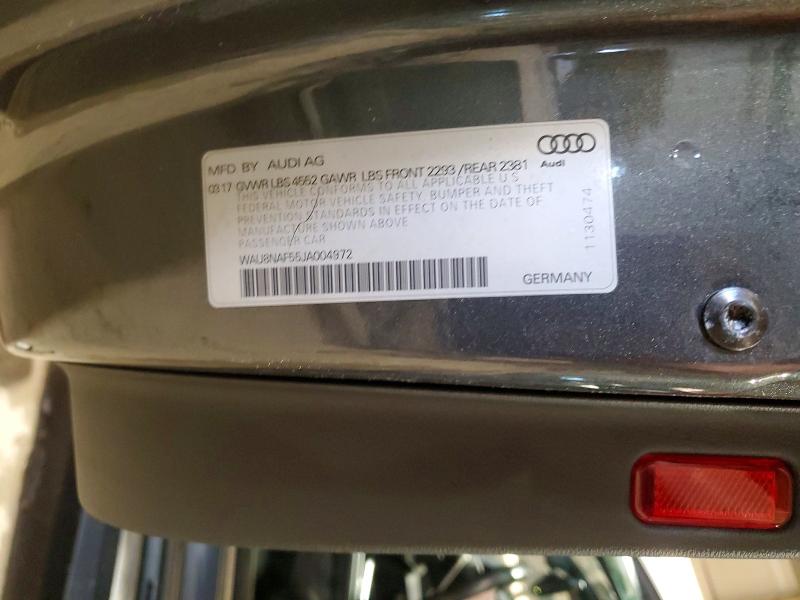 2018 Audi A5 მანქანა იყიდება აუქციონზე, vin: WAU8NAF55JA004972, აუქციონის ნომერი: 47066946
