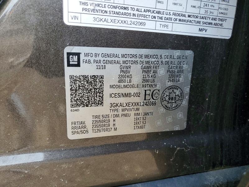 Продаж на аукціоні авто 2019 Gmc Terrain, vin: 3GKALXEXXKL242069, номер лоту: 46754106
