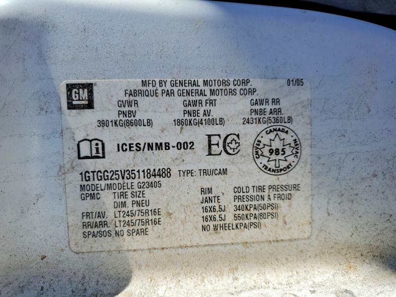 78792175 :رقم المزاد ، 1GTGG25V351184488 vin ، 2005 Gmc Savana مزاد بيع