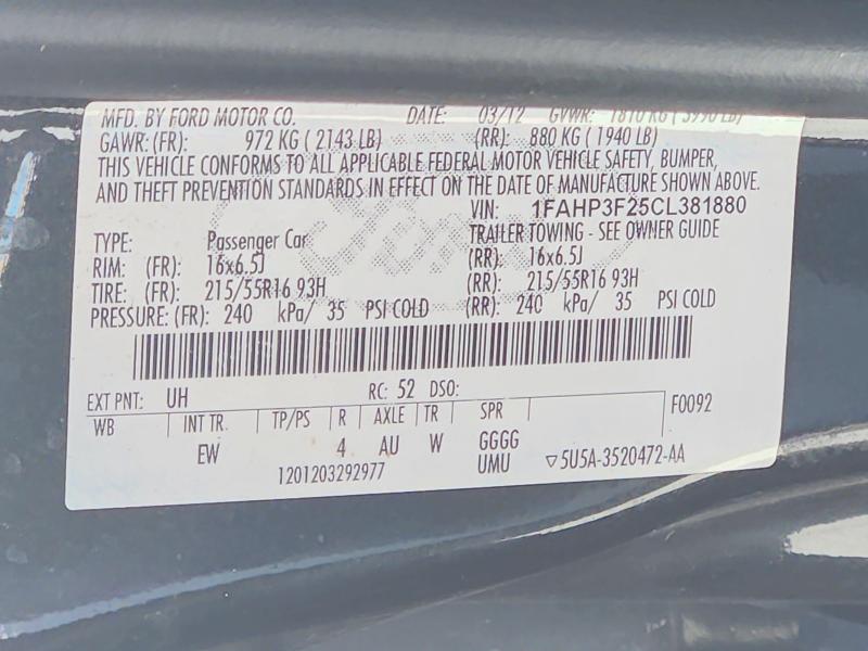 2012 Ford Focus მანქანა იყიდება აუქციონზე, vin: 1FAHP3F25CL381880, აუქციონის ნომერი: 46539696